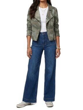 Anthropologie Marrakech Camo Faux Suede Moto Jacket Medium EUC